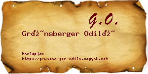 Grünsberger Odiló névjegykártya